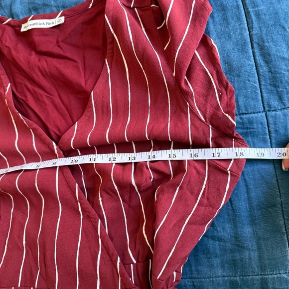 Abercrombie & Fitch dress Wrap maroon red stipe asymmetrical Medium - Picture 10 of 11